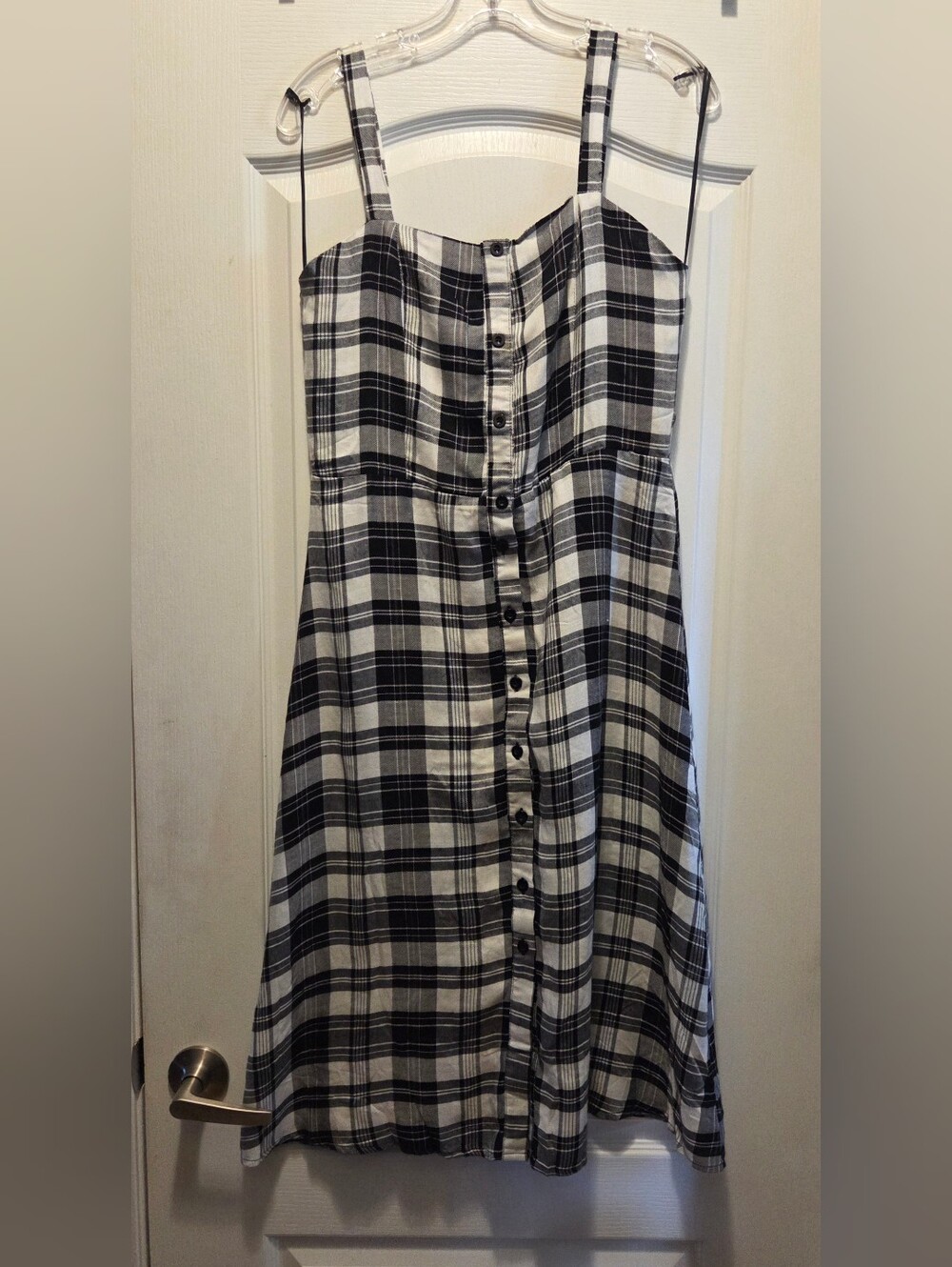 Black & White Plaid Button-Front Women's Skirt